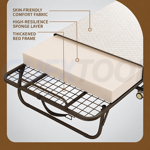 Home Furnishings Thick <b>Mattress</b> With Multiple Sizes of Steel Mesh Bed Folding Bed for Home Use Bedroom Study Resting Bed - Product Image 4