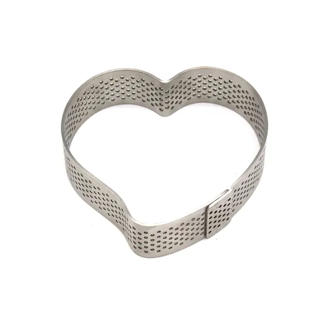 Small Mini Round Square Rectangle Heart Shaped Oval Triangle Perforated Tart Rings Stainless Steel Pastry Rings