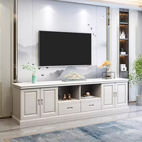 Meuble TV moderne réglable en bois massif, console multimédia sur pied avec étagères ouvertes et tiroirs pour téléviseurs 65+ pouces, rangement pour salon