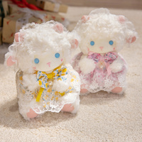 Peluche Mouton Mignonne en Dentelle, Jouet en Peluche Doux et Moelleux, Agneau Rembourré avec Tenues Florales pour Cadeaux d'Enfants