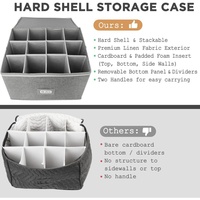 Étui de rangement rigide empilable en tissu cationique pour verres à pied, gris, pour flûtes à champagne et verres à boire, avec poignée de transport
