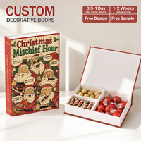 Scatola Libro Natalizia Personalizzata, Decorazione Finta per Conservare Caramelle, Decorazione per Tavolino da Caffè, Regalo di Natale e Confezione Regalo