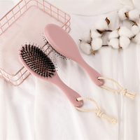 Brosse à cheveux coussinée antistatique, brosse à cheveux à picots avec embouts en forme de boule pour femmes, massage du cuir chevelu, outil de coiffage des cheveux, rose