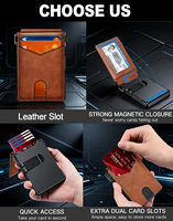 Dompet Kulit PU Minimalis Pria, Penahan Kartu Bisnis Anti Maling RFID Blocking, Dompet Multi-Fungsi POP up, Promo Hot Sale