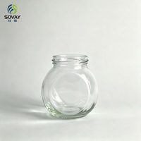 Stoples Kaca Bening 230ml Lengkap Dengan Tutup Wadah Kaca untuk Cokelat, Kacang, Saus Cabai, Kemasan Makanan Bentuk Khusus