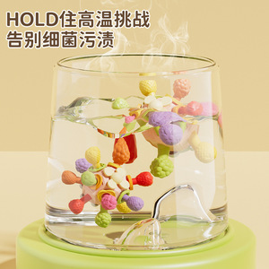 Juguete de dentición de silicona Manhattan Ball para bebés de 0 a 24 meses, sonajero de goma suave con formas de frutas, diseño redondo - Product Image 4