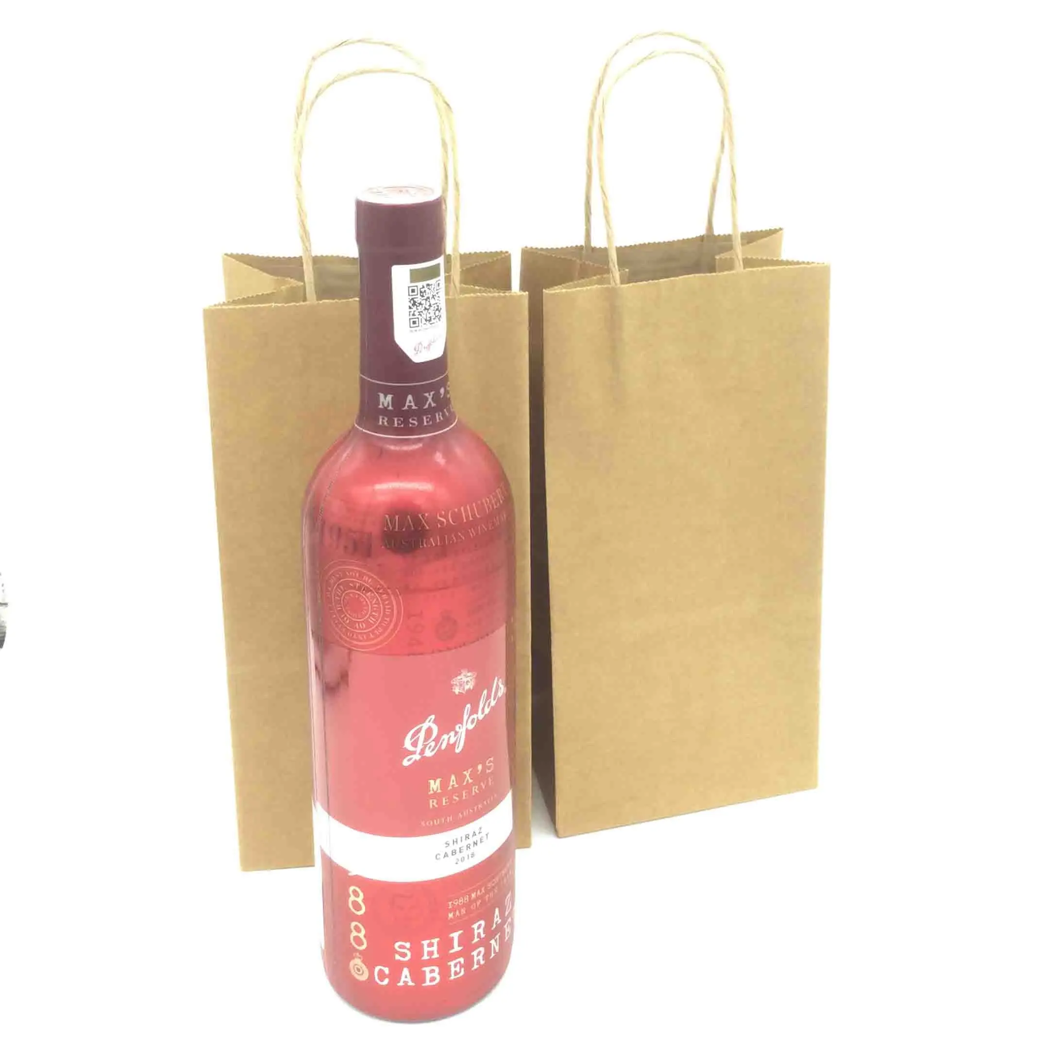 Сезонная косметическая бумажная крафт-сумка, низкая цена, оптовая продажа, дешевая коричневая Подарочная сумка для бутылок вина