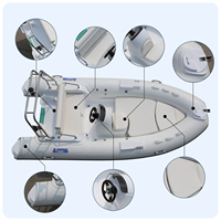 HAOHAI Certifié CE, Bateau pneumatique léger et stable de 4,3 m (14,1 pieds) en fibre de verre RIB430, pour 6 personnes, idéal pour la plongée
