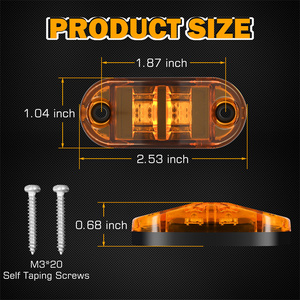 Lot de 20 feux de position latéraux <span class=keywords><strong>à</strong></span> LED 12V jaunes <span class=keywords><strong>à</strong></span> montage <span class=keywords><strong>en</strong></span> surface pour camions, remorques, <span class=keywords><strong>camping</strong></span>-cars et motorhomes - Product Image 2