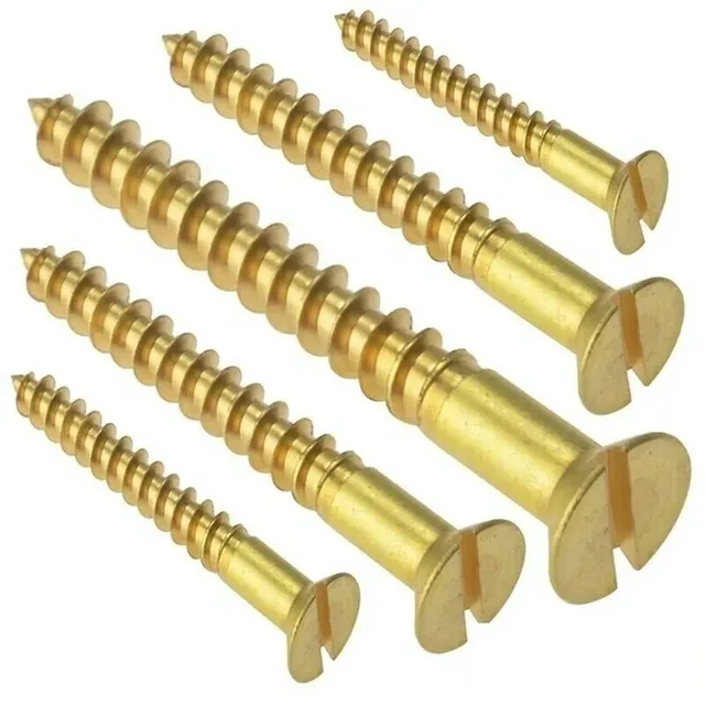 Furniture Installation Brass Slotted Countersunk Flat Head Wood Screw Metric Class 4 Fine Thread DIN 97 to Ensure Loosening