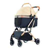 Poussette de voyage pour animaux de compagnie en alliage d'aluminium de luxe, pliable, avec poignée à un clic, chariot de transport pour petits animaux