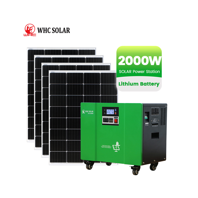 WHC Solar 2KW Portable Power Station Emergency Backup LifePo4 Lithium Battery 2000W Solar Generator