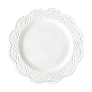 Vente en gros de décalcomanie méditerranéenne peinte à la main en relief bleu dentelle assiete en porcelaine creuses assiette à dessert en céramique pour mariage - Product Image 5