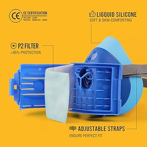 Demi-masque respiratoire réutilisable anti-gaz et anti-poussière, certifié CE, OEM ODM, filtre anti-poussière, demi-masque respiratoire pour usage industriel - Product Image 5