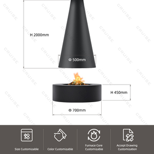 CRUCERO Decoración respetuosa con el medio ambiente Villa Hall 50cm <span class=keywords><strong>Chimenea</strong></span> <span class=keywords><strong>eléctrica</strong></span> suspendida de carbón electrónico con efecto de llama - Product Image 4