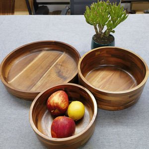 Anpassbare nachhaltige Akazien holz Rühr schüsseln Salat Kokosnuss löffel <span class=keywords><strong>Set</strong></span> Natur Holz Servier schale für Party Food Service Tools - Product Image 2