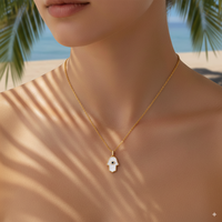 Collier pendentif main Hamsa en laiton plaqué or de haute qualité, coquille et zircon noir, bijou porte-bonheur tendance pour femme, cadeau