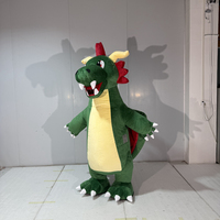 Costume de mascotte géant gonflable de dragon vert, tenue de personnage de dessin animé mignon gonflable pour événements et défilés