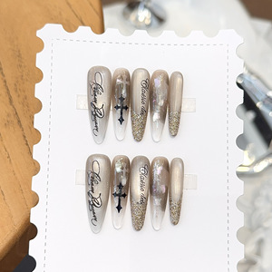 Faux ongles de luxe faits main effet œil de chat, à presser, de qualité supérieure, réutilisables, pour fêtes, mariages, salons de manucure et nail art - Product Image 1