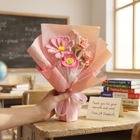 Nouveau bouquet de roses tricotées, bouquet cadeau fleur au crochet, fournitures romantiques pour mariage et fête, pour bouquet de remise de diplôme au crochet