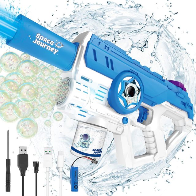 New Product Fully Automatic Rechargeable Children's Bubble Machine Water Gun Toy with Silencer Handheld Bubble Gun