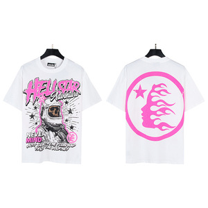 เสื้อยืดคอกลมผ้าคอตตอนพิมพ์ลายหัวกะโหลกแนวสตรีทสั้นแขนสั้นทรงหลวมพิมพ์ลายตัวอักษรแนว Hell Star Space 2026ใหม่ - Product Image 2