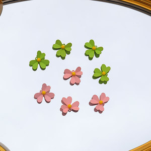 Zinc Alloy <b>Flower</b> Pendant Pink Green Petal <b>Sweet</b> Style Jewelry Findings For DIY Hairpin Earring Accessories Spring 2024 - Product Image 1