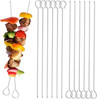 Brochettes en acier inoxydable SEB pour grillades : 12 brochettes réutilisables pour poulet, viande, crevettes, légumes