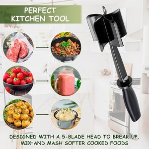 Hachoir manuel en plastique à 5 lames résistant à la chaleur pour viande, pommes de terre et hachage de viande, outil de broyage pour hamburgers - Vente chaude - Product Image 6