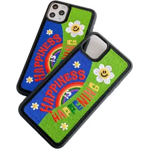 INS Fashion 3d New Embroidered Towel Solid Colours Plush Soft Phone Case For IPhone 11 12 13 14 Plus Pro Max Winter Back Cover