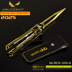 Cuchillo de mariposa Valorant 2025 Champions de 25CM, aleación de Zinc, mango dorado/Negro, decoración de escritorio coleccionable, accesorio de Cosplay periférico Esports - Product Image 5