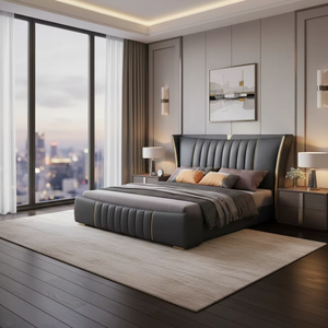 Modern Style Leather <b>King</b> <b>Size</b> <b>Bed</b> Luxury Modern Solid Wood <b>King</b> <b>Size</b> <b>Double</b> <b>Bed</b> for Hotel Bedroom - Product Image 1