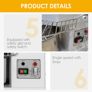 Mélangeur Pétrisseur à Spirale de Table de Cuisine Professionnelle, 8 Litres, 3 kg, pour Boulangerie, <span class=keywords><strong>Prix</strong></span> d'Équipement pour Petites Boulangeries - Product Image 5