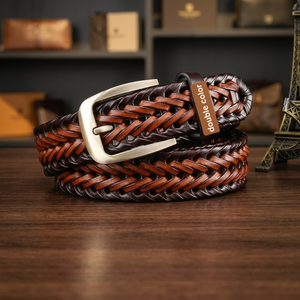 Cinturones de Cuero Genuino de Vaca con Hebilla de Pin, Estilo Vintage Bicolor, Impermeables, Ecológicos y Resistentes para Hombre, 3.8 CM - Product Image 1