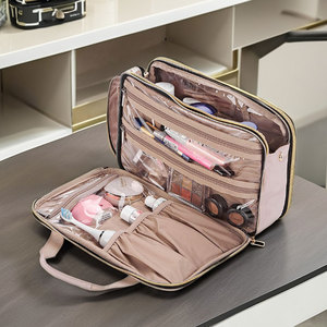 Sac de rangement cosmétique pliable en cuir PU de qualité supérieure Royal Fair, grande capacité, sac de rangement pour maquillage tendance pour les voyages et la vie quotidienne - Product Image 1