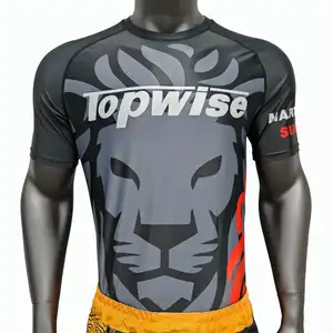 Protetor de erupção sublimado personalizado antiderrapante para Jujitsu Mma Man Jiu Jitsu Jiu-Jitsu No Gi Bjj Rashguard de luta livre