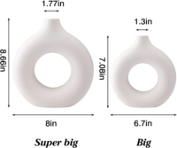 Vase unique en style nordique, vase minimaliste en forme de cercle, lot de 2, vase à fleurs en céramique blanche en porcelaine pour la décoration de la maison, de la chambre à coucher, de la table