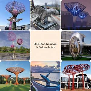 Vincentaa <span class=keywords><strong>Hotel</strong></span> Sculpture abstraite en acier inoxydable Sculpture décorative moderne creuse Sculpture géométrique - Product Image 4