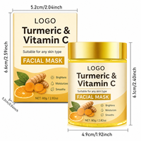 Masque gel peel-off au curcuma et à la vitamine C pour le visage, éclaircissant et blanchissant, anti-taches, à utiliser la nuit