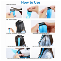 Extensions de cheveux synthétiques colorées à clipser en fibre haute température, mèches de fête, 22 pouces, lisses, trame simple
