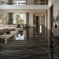 Dalle de marbre noir naturel poli de luxe PerfectStone pour les murs et sols intérieurs de villas haut de gamme