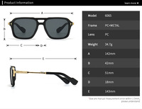 Lunettes de pilote pour homme Lunettes de soleil rétro à double faisceau Lunettes de soleil carrées en métal noir mat Lunettes de soleil dégradées vintage