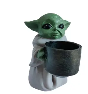 10cm Cheapest Baby Yoda Resin Potted Starwars Cute Anime Figure Toy For Home Office Decoration