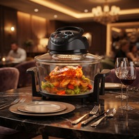 Four à convection électrique 12L avec friteuse à air en verre, 1500W, sans huile, bol transparent, commande manuelle, multifonction