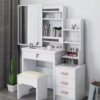 Table de maquillage moderne en bois de luxe avec miroir et éclairage LED, tiroirs pour la maison, le bureau ou la salle de maquillage