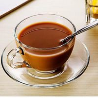 Tasse à thé en verre borosilicate de 80 ml avec soucoupe et petite poignée, motif floral, lot de 2 pièces pour service à thé