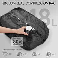 Sacs sous vide avec pompe, sacs de compression sous vide, fermeture éclair étanche, économiseur d'espace pour valise, sac à dos, voyage, noir