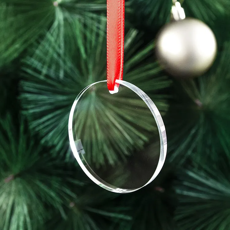 2020 großhandel blank runde Sublimation Blank kristall glas anhänger Weihnachten Ornamente