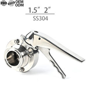 Vanne papillon sanitaire forgée en acier inoxydable SS304 à chargement rapide manuel, hygiénique, 1,5-2 pouces, à trois colliers, pour l'eau - Product Image 1