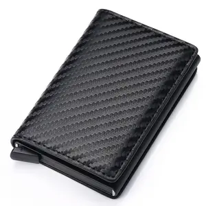 Rfid Card Holder Men Wallets Money Bag Black Short Purse Small Leather Slim Wallets Mini Wallets Thin Carbon Fiber ZF
